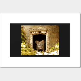 George the mouse in a log pile house Posters and Art